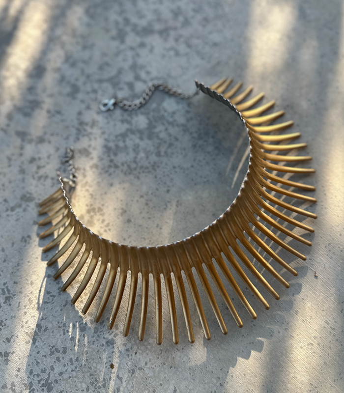 necklace woman sunburst spike collar gold